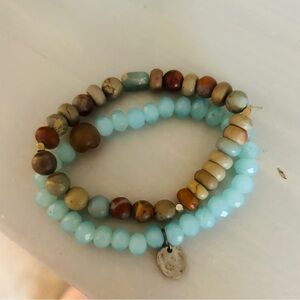 Beaded Bracelet Set semi-precious stones  - Multicolor
